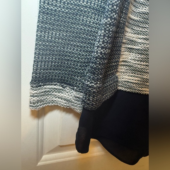 Two By Vince Camuto 2 In 1 Sweater Navy Silver & White Tweed Medium Preppy - Picture 5 of 8